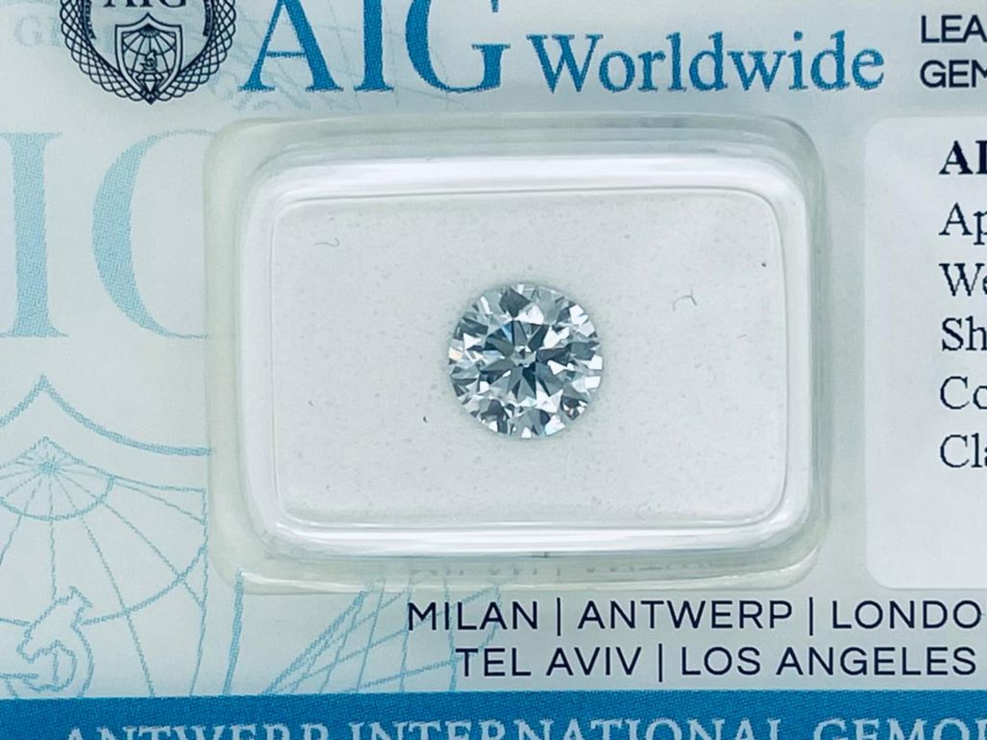 1 LAB GROWN DIAMOND 1,01 CT LIGHT BLUE - VVS1 - SHAPE BRILLANT - CERT AIG - LG20402 - Image 2 of 3