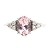 14K WHITE GOLD 2.94G DIAMOND & MORGANITE RING 1.06 CT 0.15 CTF/VS CERTIFICATION NONE - A323