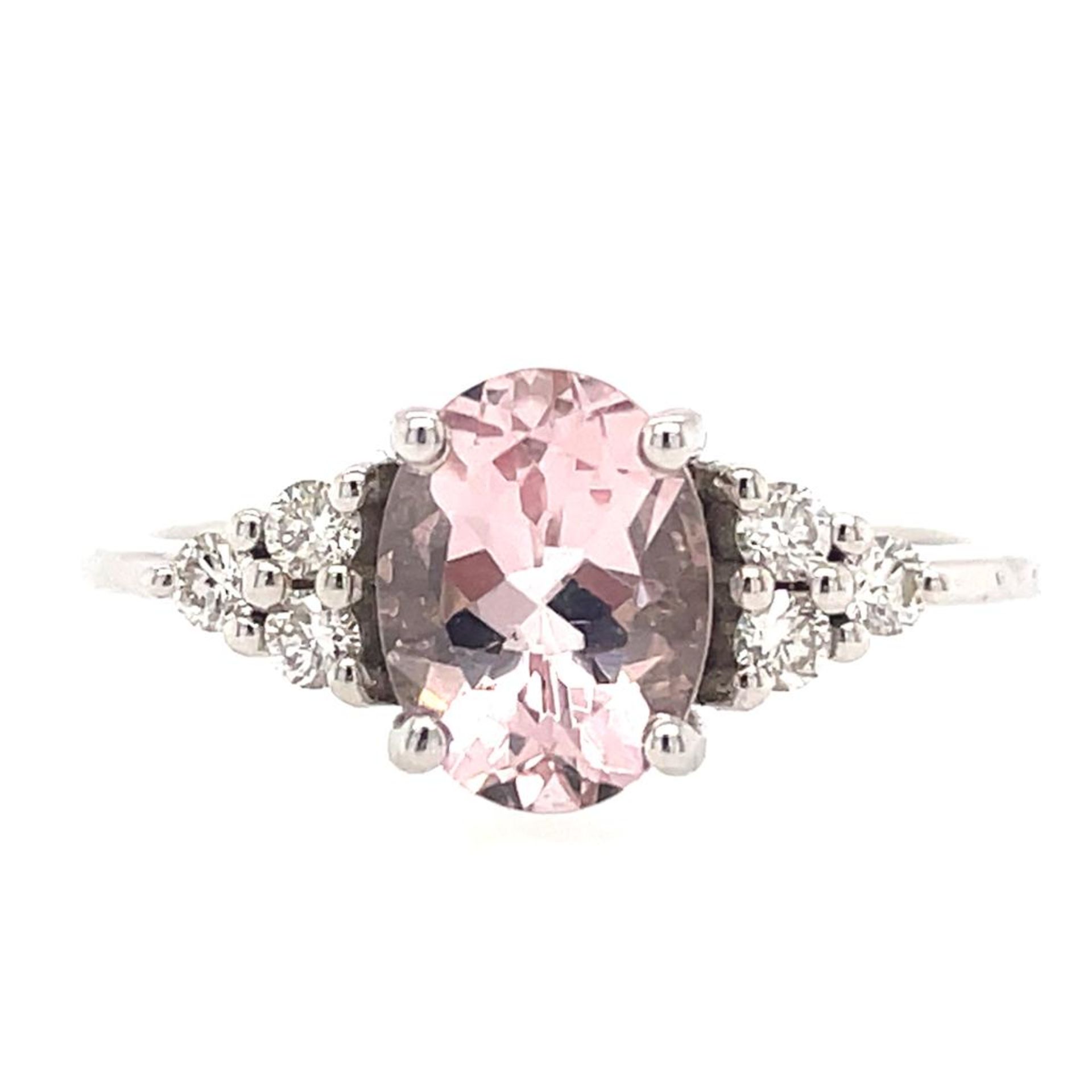 14K WHITE GOLD 2.94G DIAMOND & MORGANITE RING 1.06 CT 0.15 CTF/VS CERTIFICATION NONE - A323