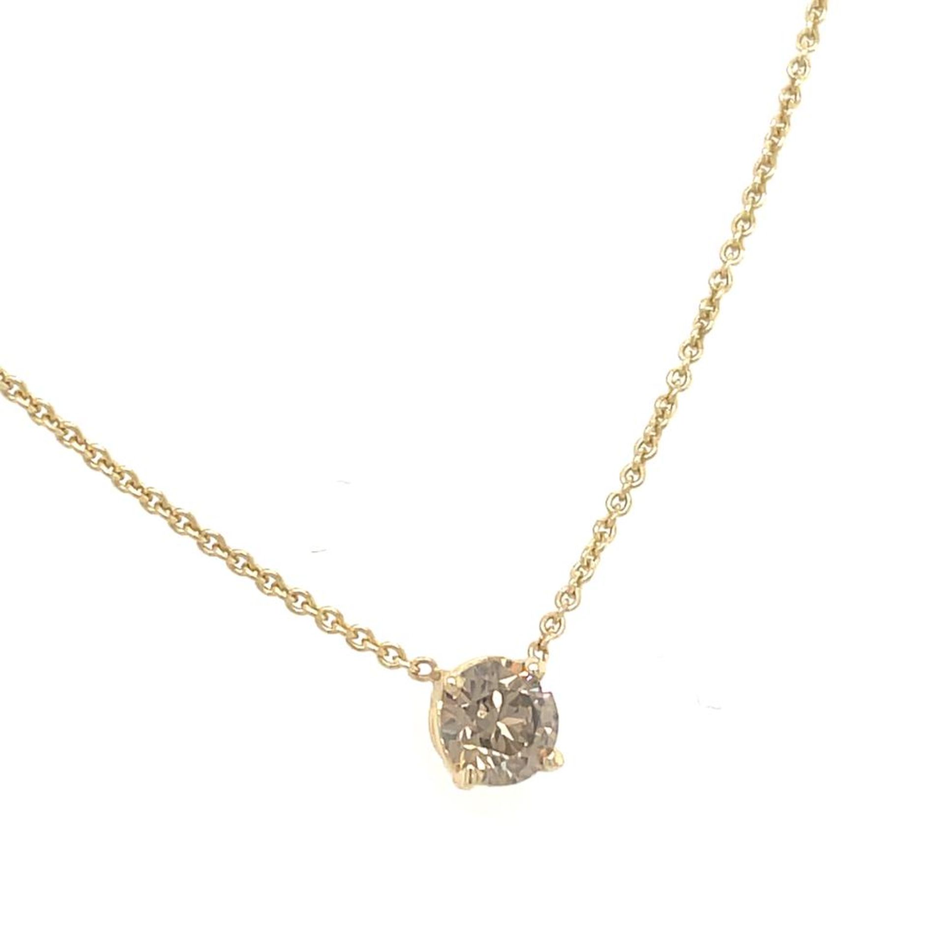 14K YELLOW GOLD 1.97G DIAMOND NECKLACE 0.56 CT NATURAL FANCY DEEP BROWN/VS1 CERTIFICATION AIG - - Image 3 of 4