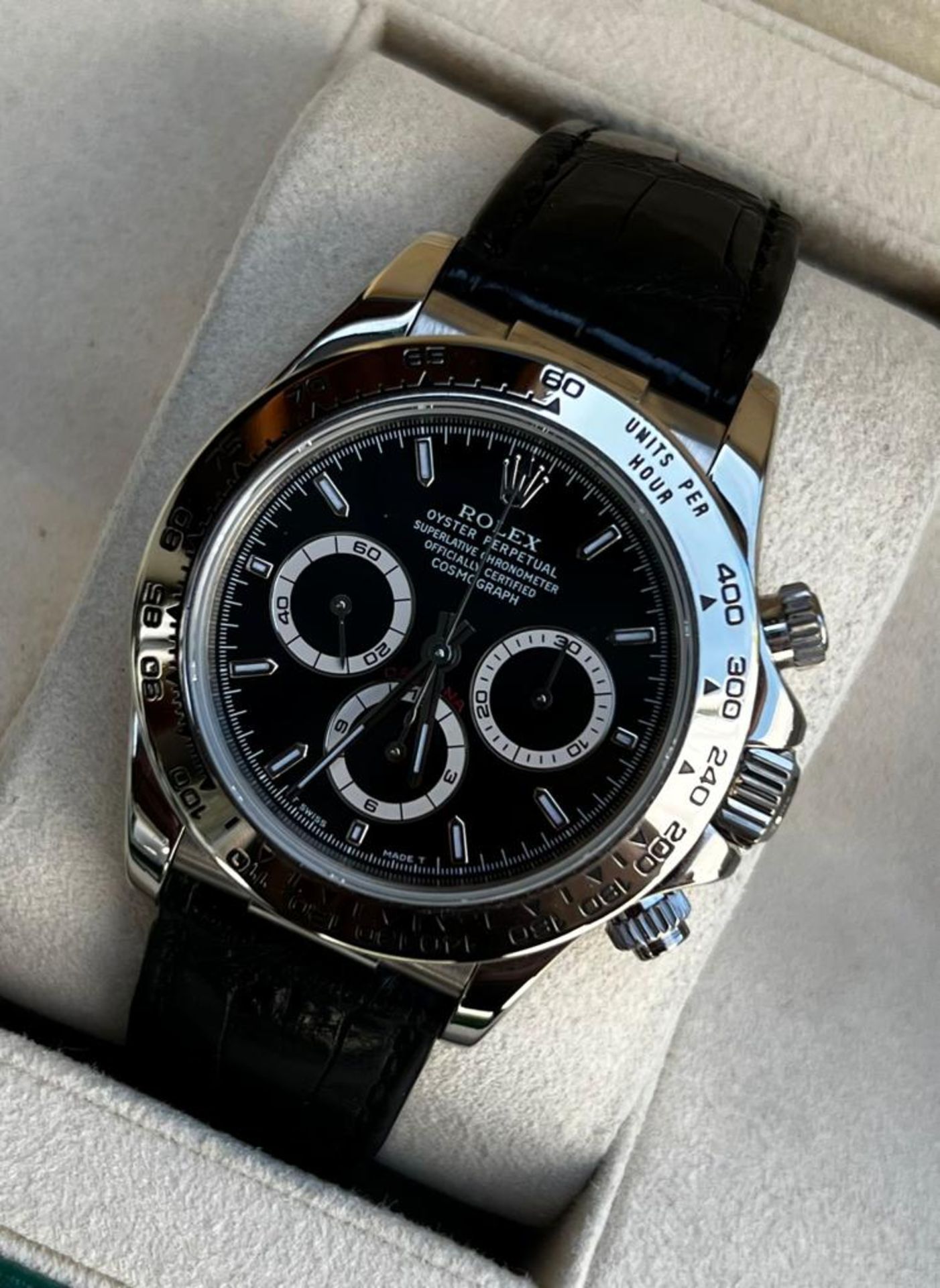 ROLEX DAYTONA FULL SET White gold chronograph, ref. 16519 - A170620. Year 2000. Case 40 mm. black - Bild 12 aus 15