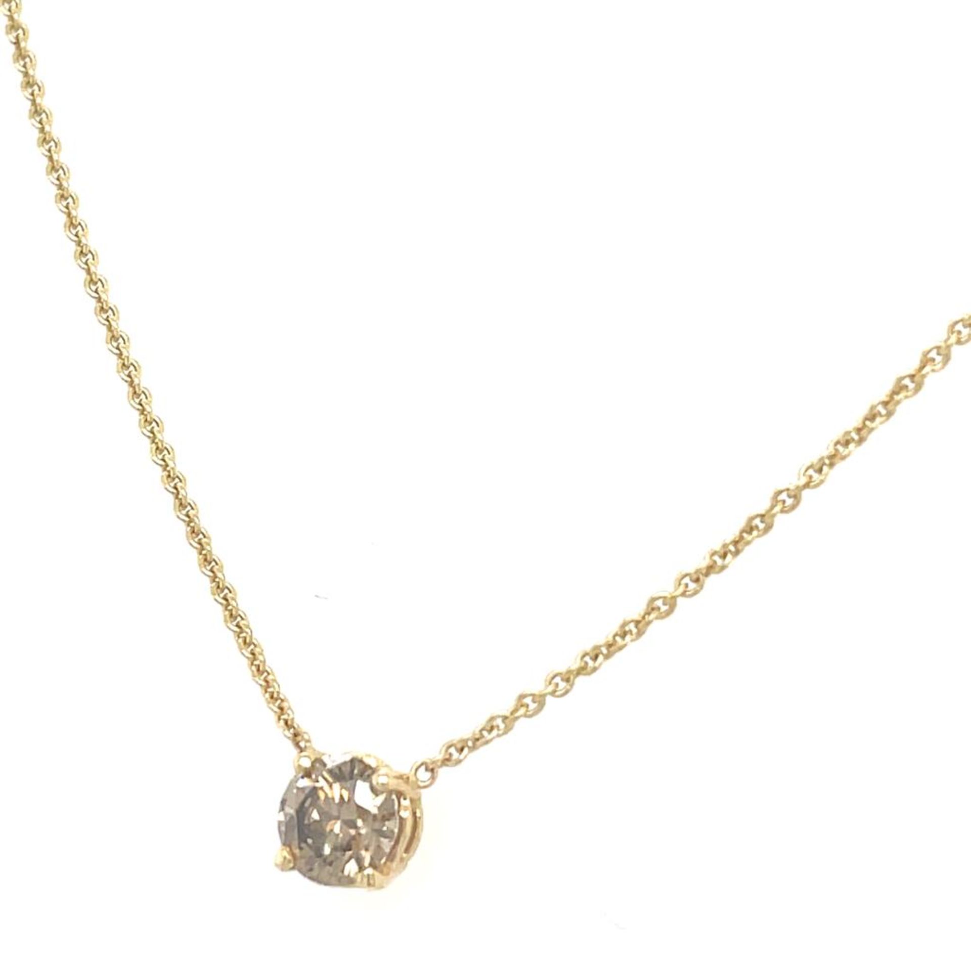 14K YELLOW GOLD 1.97G DIAMOND NECKLACE 0.56 CT NATURAL FANCY DEEP BROWN/VS1 CERTIFICATION AIG - - Image 2 of 4