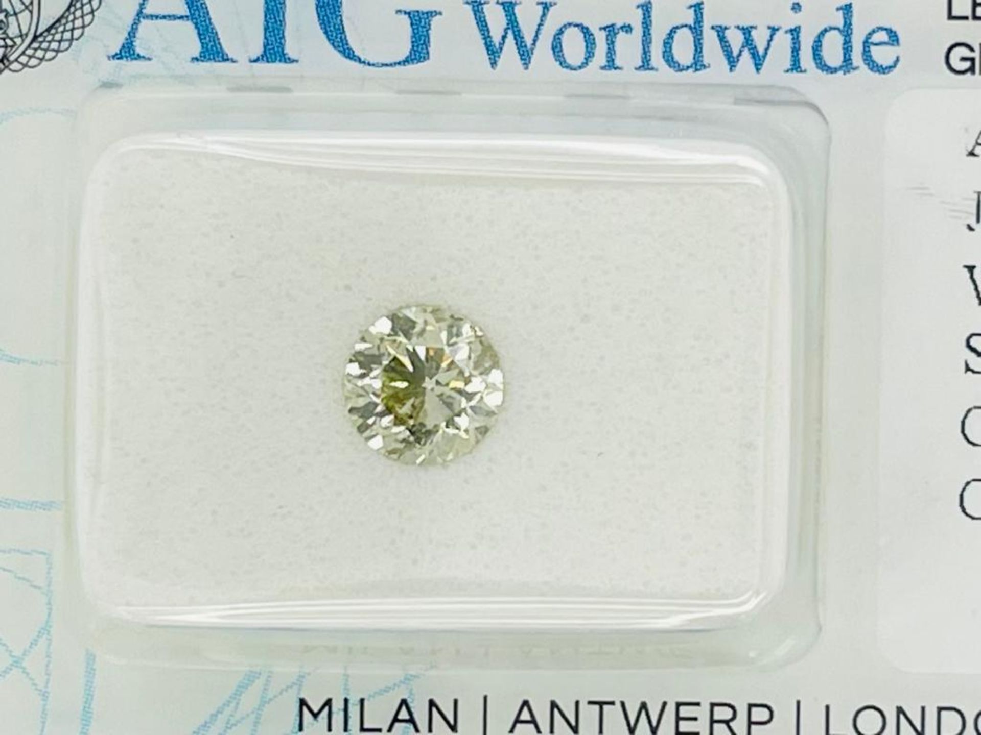 1 DIAMOND 0.7 CT FANCY LIGHT GRAY YELLOW - I1 - BRILLIANT CUT - AIG CERTIFICATE - C20710-2 - Bild 5 aus 5