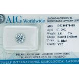 1 LAB GROWN DIAMOND 1,11 CT LIGHT BLUE - VS2 - SHAPE BRILLANT - CERTIFICATION AIG - LG20403