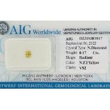 1 DIAMOND 0,17 CT N.F.INTENSE YELLOW - VS2 - SHAPE RADIANT - CERTIFICATION AIG - F20901-16