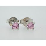 14K WHITE GOLD 0.74 GR DIAMOND EARRINGS 0.40 CT F.INT. PINK - ER20501