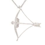 14K WHITE GOLD 2.72 GR DIAMOND NECKLACE SAGITTARIUS 0.11 CT - HM20204