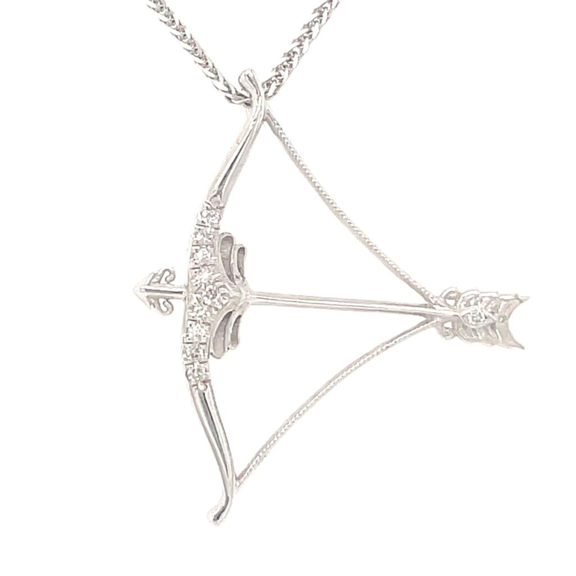 14K WHITE GOLD 2.72 GR DIAMOND NECKLACE SAGITTARIUS 0.11 CT - HM20204