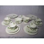 A Royal Doulton part Art Deco tea set, pattern number 1289 ( sugar bowl with hairline crack)
