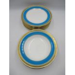 A set of eight Victorian Minton gilt edge plates, along with six matching bowls