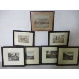 A set of four shooting prints, two hunting prints and a photograph of "The Old Maypole" inn