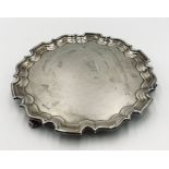 A hallmarked silver salver by Walker & Hall, weight 889.5g