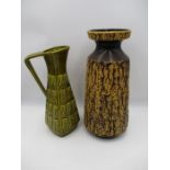 Two West German Pottery pieces including a Jasba vase (height 40cm) and Bay jug (height 35cm)