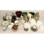 A collection of Victorian and other china including a Chinese clay teapot with character mark to