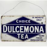 A vintage enamel Dulcemona Tea sign 66cm x 38cm