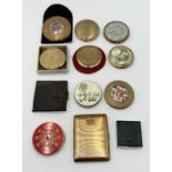 A collection of vintage compacts