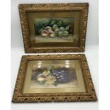 A pair of still life oil paintings in ornate gilt frames signed C Chester