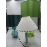 Two modern bobble style lamps, plus one other.