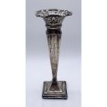 A hallmarked silver trumpet vase A/F