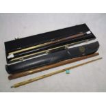 Two cased Master Billiard Supplies snooker cues