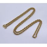 A 9ct gold rope chain, weight 2.9g