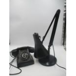 A Terry's Anglepoise lamp (A/F) plus an Ericsson phone.