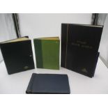 Four stamp albums including Jamaican, Africa, Bahamas, Gibraltar, Gold Coast, Canada, Gambia,