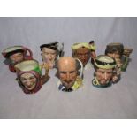A collection of seven Royal Doulton character jugs, all relating to Shakespeare including Othello,