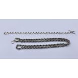 A silver rope chain along with a 925 silver bracelet