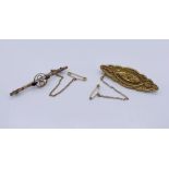 Two 9ct gold brooches, total weight 5.1g