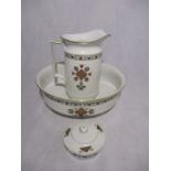 A vintage jug & bowl set, along with a matching trinket box