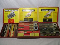 A collection of various Trix Twin Railway wagons and tankers (some boxed) including Texaco tanker,