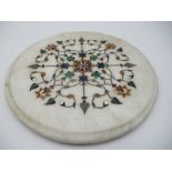 A Pietra Dura marble board inlaid with various semi precious stones etc.