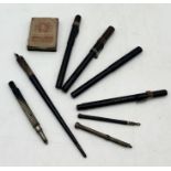 A collection of vintage pens including, Platinum, The "John Bull" Pen, Mabie Todd The Swan Pen,