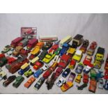 A collection of unboxed die-cast vehicles including Corgi, Matchbox, ERTL, Lledo etc