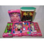 A collection of six boxed Mattel Barbie dolls including Happy Holidays Ski Fun, Special Expressions,