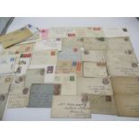 A collection of used antique and vintage envelopes.