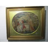 An 18th Century embroidery on silk picture of a classical scene A/F