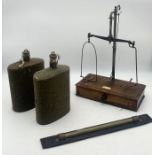 A set of Maw Son & Sons scales, two vintage canteens and a military instrument marked 1915 No 1397