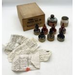 A boxed collection of Higgins' American India Ink including original pen wipe cloths, seven Higgin's