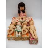 A collection of five vintage Pedigree "Delite" dolls, all in original boxes.