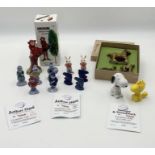 A collection of mainly Wade figurines including limited edition Arthur Hare Teenies, Snoopy &