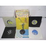 A collection of 7" vinyl singles including Elvis Costello, Petula Clark, Boomtown Rats, Pet Shop