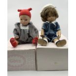 Two Gotz Baby dolls (possibly Sasha) in boxes with original outfits