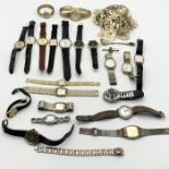 A collection of vintage and other watches along with a small collection of costume jewellery etc.