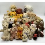 A large collection of vintage teddy bears