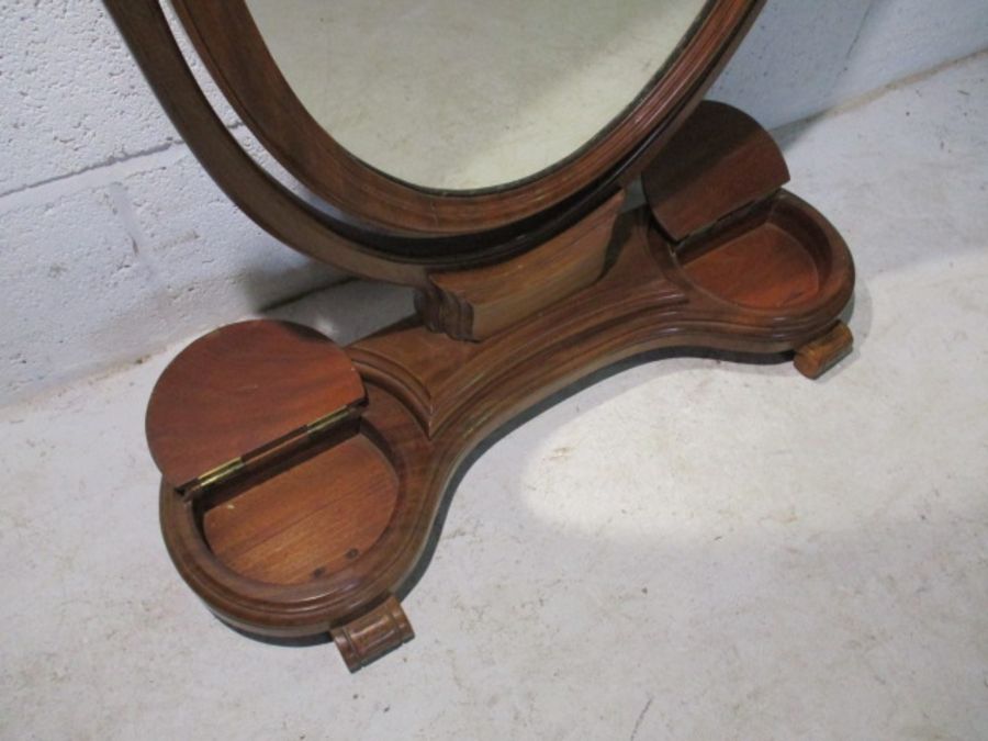 A Victorian mirror with two lidded storage compartments. - Image 5 of 8