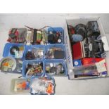 A collection of radio controlled model plane parts and accessories including, propellers and