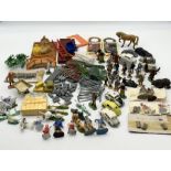 A collection of farmyard and other model items including a large number of Britains and a small