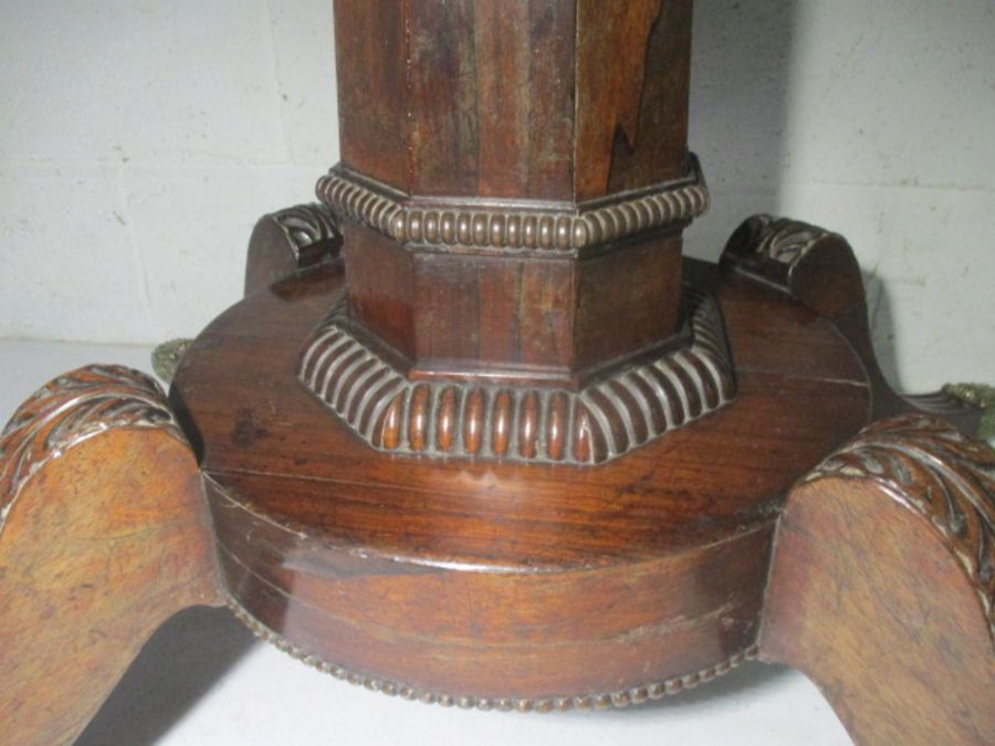 A Victorian rosewood veneered tip up table on quatrefoil legs. - Image 5 of 16